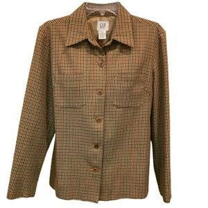 Vintage Gap Tweed Jacket Tan Wool Blend Sz M